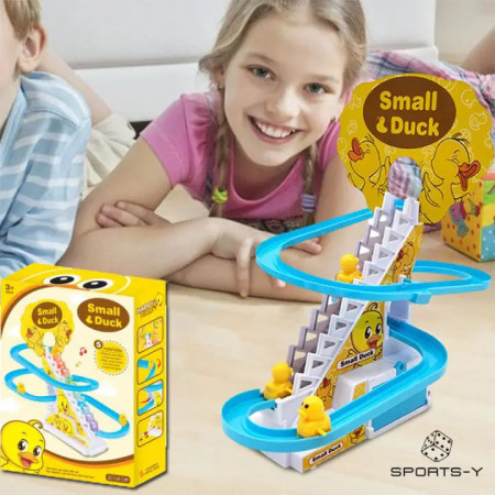 Duck Slide Stairs Toy Burrs-free Electric Light Music Amusement Climb Stairs Toy with 9 duck