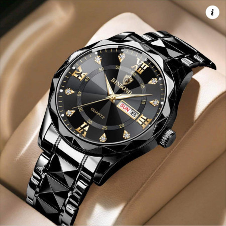 Luxury Binbond mens diamond ceiling glass  Full Black watch