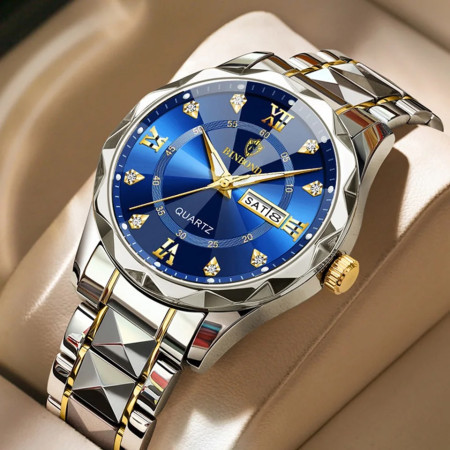 Luxury Binbond mens diamond ceiling glass Toton Blue watch
